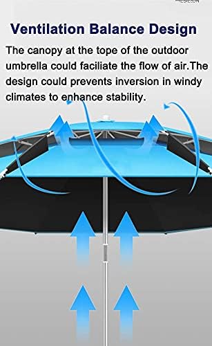 Parasol Umbrella Blue Large Patio Umbrella, Light Fishing Beach Umbrella for Gazebo Busker, Sand Anchor Tilt Mechanism Protective Cover, 7.2ft/7.9ft/8.5ft (Size : 260cm)