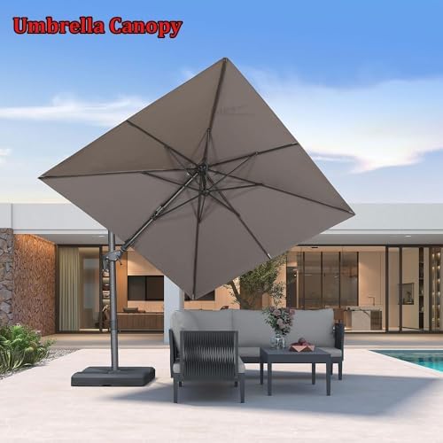 Replacement Canopy for Square Cantilever Umbrella - UV-Resistant Patio Pool Parasol Cover, Durable Offset Umbrella Top for Outdoor Yard Use