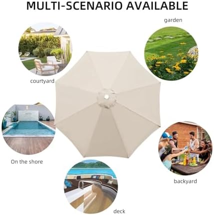 6.5ft 9ft 10ft Patio Umbrella Top Canopy Replacement Cloth,6 Ribs 8 Ribs Outdoor Market Table Pool Garden Umbrella Canopy Covers(Coffee color,2.7m 9ft(6-ribs))