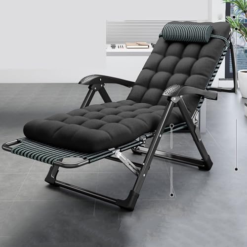 Folding Chaise Lounge Chair13-Position Heavy Duty Sun Lounger Adjustable Garden Recliner with Cushion Extra Wide No Assembly Required Sun Loungers for Garden Terrace Beach Pool