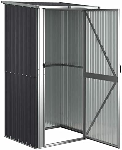 Garden Shed Anthracite 118.5x97x209.5 cm Galvanised Steel,Garden Shed, Metal Shed Tool Storage House with Floor Foundation and Lockable Double Doors