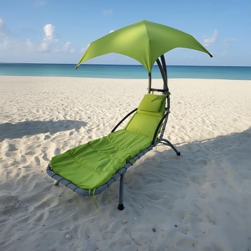 Hi_friend Replacement Cushion Pad and Umbrella for Hanging Lounge Chair Outdoor Chaise Hanging Hammock Chair Pillow Pad (Blue,Green,Khaki,Rust) (Green)