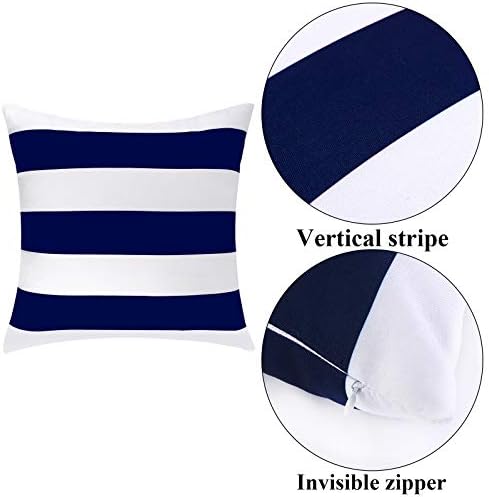 ANECO Pack of 4 Waterproof Pillow Covers Outdoor Throw Pillowcases Square Garden Cushion Case for Home, Garden, Patio,Navy Blue,18 x 18 Inches
