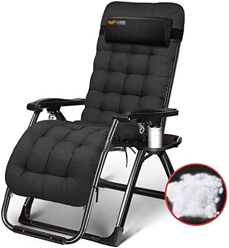 Sun Lounger Garden Chairs Zero Gravity Chaise Lounges Patio Lounger Chair Folding Outdoor Office Beach Recliner With Cotton Pad Portable Reclining Lawn Chairs Supports 200kg Black