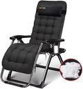 Sun Lounger Garden Chairs Zero Gravity Chaise Lounges Patio Lounger Chair Folding Outdoor Office Beach Recliner With Cotton Pad Portable Reclining Lawn Chairs Supports 200kg Black