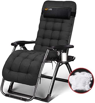 Sun Lounger Garden Chairs Zero Gravity Chaise Lounges Patio Lounger Chair Folding Outdoor Office Beach Recliner With Cotton Pad Portable Reclining Lawn Chairs Supports 200kg Black