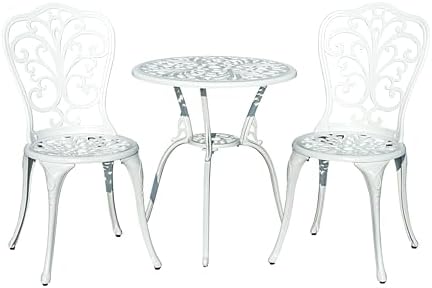 Hi-Line Gift Ltd. Classic Comfort- White Cast Aluminium Bistro Set