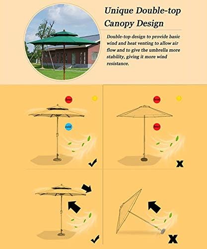 Parasol Umbrella 8.9 Feet Patio Umbrella Pool/gazebo Sun Umbrella with Stable Cement Base, Double-Layer Reinforced Umbrella Bone, Windproof (Color : Khaki)