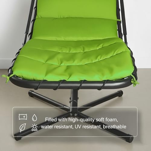 Hi_friend Replacement Cushion Pad and Umbrella for Hanging Lounge Chair Outdoor Chaise Hanging Hammock Chair Pillow Pad (Blue,Green,Khaki,Rust) (Green)