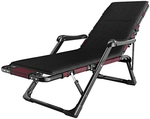 Balcony Office Relaxing Chair Reclining Sun Lounger Chair with Cushions Padded and Footrest for Garden Outdoor Camping Pool Beach Design | Black Folding Sunlounger Recliners Deck C Happy