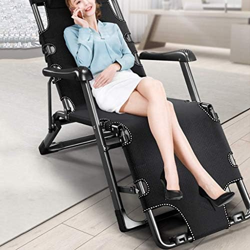 Balcony Office Relaxing Chair Reclining Sun Lounger Chair with Cushions Padded and Footrest for Garden Outdoor Camping Pool Beach Design | Black Folding Sunlounger Recliners Deck C Happy