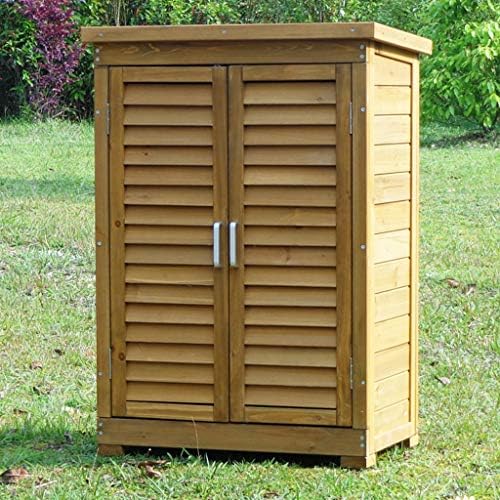 Garden Cabinets Multifunctional Outdoor Storage Cabinet Courtyard Mounted Tool Box Garage Shoe Rack Storage Shed (Color : Brown, Size : 694396cm)