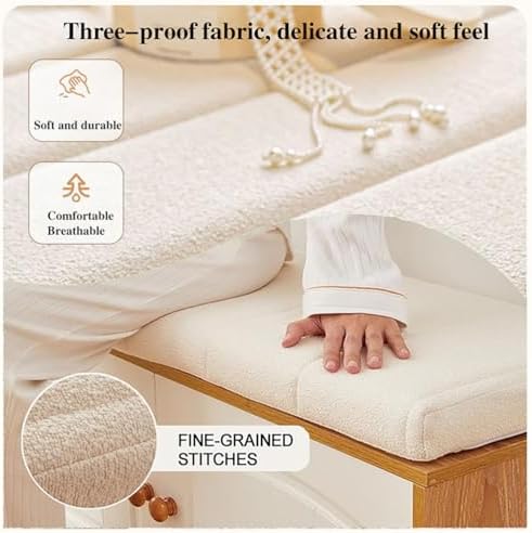 Thick 6cm Waterproof Teddy Plush Cushion - Non-Slip Zippered Pillow for Indoor Shoe Changing & Outdoor Garden Benches, Brown, 120x35cm - Comfortable Seating Accessory