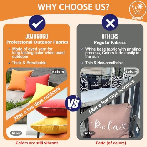 JOJOGOGO Blue Outdoor Waterproof Sun Fade Resistant Lumbar Pillow Covers 12x20 Set of 2, Navy Outdoor Lumbar Pillows Cushion Covers 12 x 20 for Patio Furniture Hammock (with White Piping)