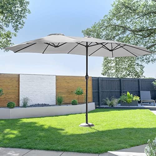 Harrier 4.6m Double-Sided Garden Parasols with Optional Cover & Base Weights - UV Protection & Easy Setup