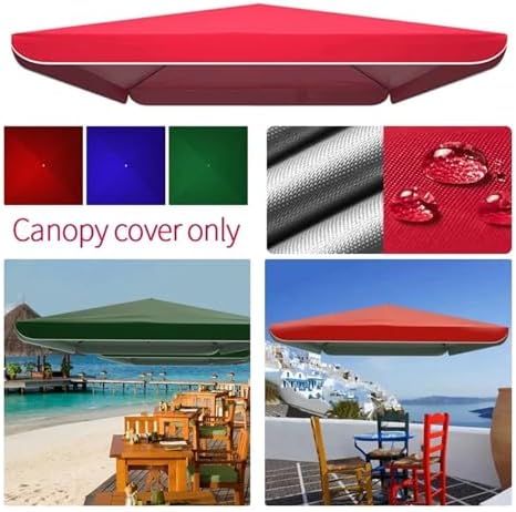 Umbrella Replacement Canopy, Garden Gazebo Canopy Replacement Cover 2.5x2.5M Outdoor Parasol Cloth for Square Canopy Tent Blue Shade Cloth for Patio and Camping