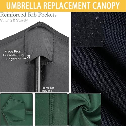 300x300cm Square Parasol Replacement Cover Waterproof Garden Canopy for Patio Pool Market Durable 8 Strut Gazebo Top 3x3M Green Outdoor Umbrella Canopy