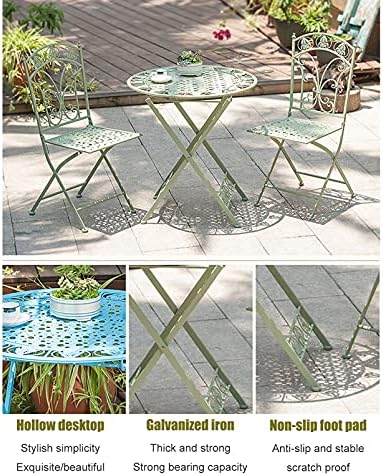 Garden Furniture Set Terrace Bistro Tables and Chairs Garden Dialogue Suit, Weather-resistant Indoor Outdoor Folding Dining Tables and Chairs, Courtyard Metal Coffee Table Seat Lawn Chair, O