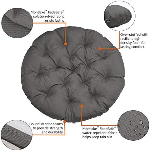 Classic Accessories 60-541-040801-EC Montlake Water-Resistant 50 Inch, Light Charcoal Papasan Cushion, 42"-50" DIA