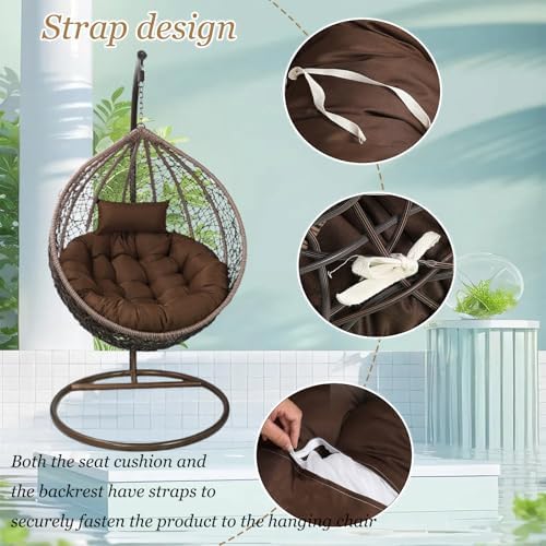 Seat Cushion for Hanging Chair, Comfortable Swing Chairs Cushions, Soft Patio Hanging Chair Cushion Pad for Outdoor Indoor Egg Hanging Basket Chair Egg Chair Cushion,rose red,120CM