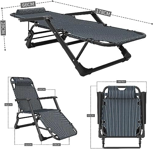 Portable Folding Adult Bed,Lounge Outdoor Sun Lounger Recliner Chair with Adjustable Headrest and 3 speed Folding Design Zero Gravity Lounge Chair for Beach Garden and Patio Portable Sunbed