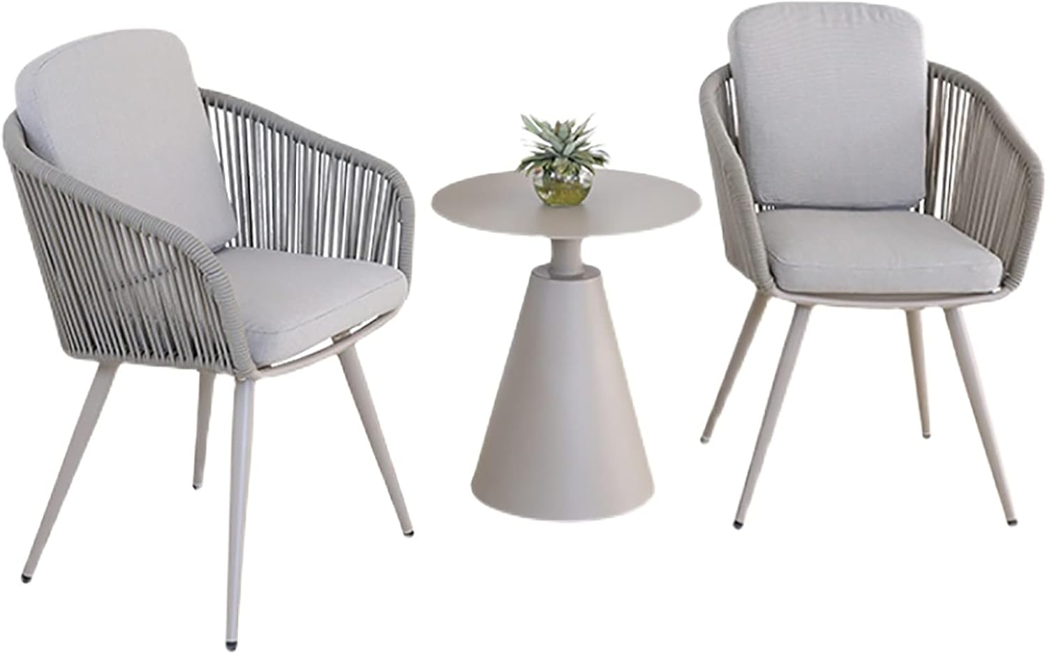 3 Piece Patio Bistro Set - Outdoor All Weather Woven Rope Patio Furniture Sets with Cushions - Patio Conversation Set for Balcony, Garden, Balcony, Deck, Backyard
