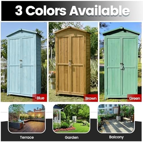 Potting Bench, 71.2in Tall Outdoor Storage Shed, Vertical Garden Storage Box, with Waterproof Roof & Feet, Weather Resistance Backyard Organizer for Bike, Garbage Cans, Lawn Mower, Garden To
