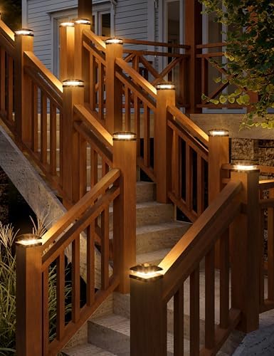 VOLISUN Solar Post Cap Lights 6 Pack, 4x4 Deck Fence Post Solar Lights Outdoor with Warm White Lighting, Waterproof Solar Lights for Vinyl/Wood Posts to Decorate Fence, Deck, Garden, Patio