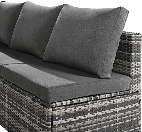Topchances 9-seater Large Rattan Garden Corner Sofa Set, Outdoor Garden Furniture Set Patio Sofa Set with Coffee Table, Seat Cushions and Back Cushions