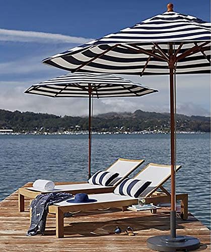 Garden Parasols Stripes Beach Umbrella with Wood Pole, 9ft Patio Garden Parasol, Portable Sun Sunbrella for Outdoor/Backyard/Pool/market (Color : Black)