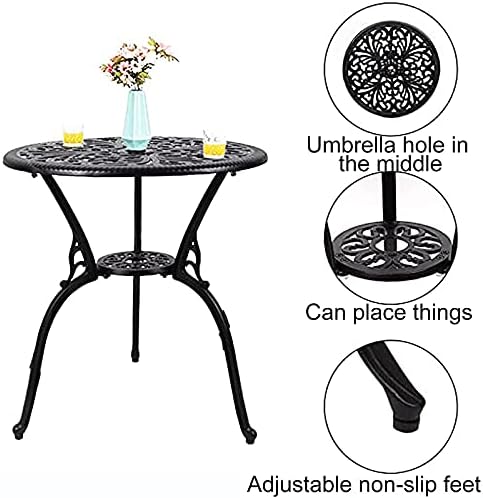 3 Piece Aluminum Patio Bistro Set with Butterfly Design - All Weather Patio Furniture Sets with Umbrella Hole - Outdoor Table and Chairs Bistro Table Set for Yard, Balcony