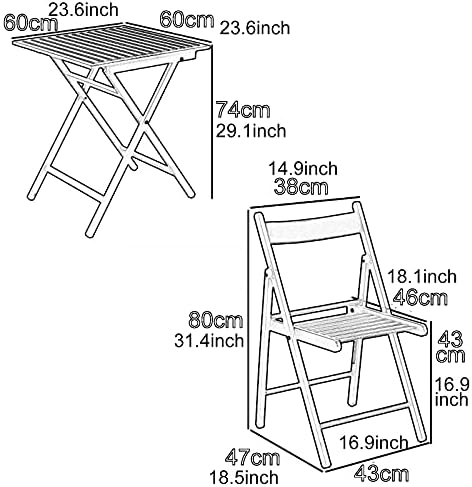 3-Piece Modern Patio Furniture Set with Slat Design - All-Weather Foldable Patio Table and Chairs with Metal Frame - Outdoor Bistro Set for Small Space, Deck, Lawn,Porch, Garden Balcony