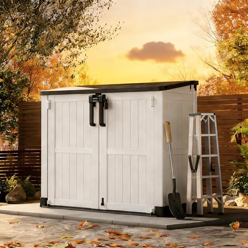 Outdoor Horizontal Resin Storage Box 36 Cu Ft with Lockable Doors, Portable Outdoor Storage Shed -Waterproof Outdoor Storage Cabinet for Garden,Easy to Assemble