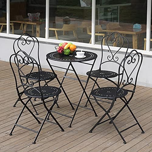 Garden Furniture Set Outdoor Metal Tavern Table And Chair Set, Wrought Iron Foldable Leisure Balcony Table And Chair, Garden Terrace Dining Table And Chair Set, Waterproof And Rust-proof Bal