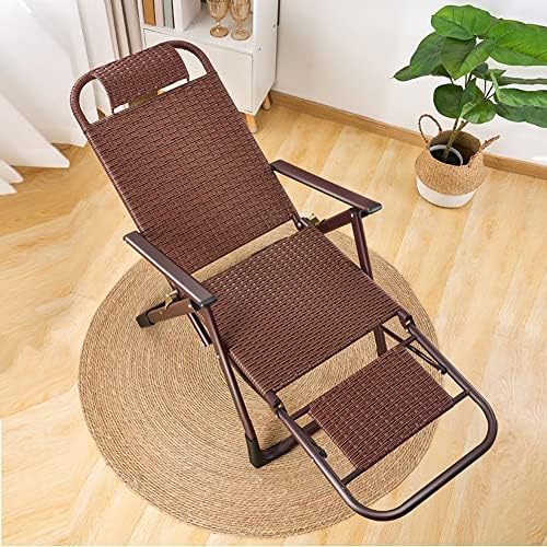 Adjustable Outdoor Sun Lounger - Portable Zero Gravity Folding Chaise Lounge Chair with Pillow for Pool, Beach, Patio, Lawn & Camping - Durable Steel Frame & Woven Rattan (Brown)