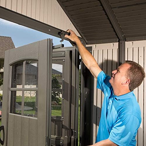 Lifetime 60236 11 x 18.5 ft (3.3 x 5.6 m) Extra-Wide Heavy-Duty Outdoor Storage Shed - Huge Capacity Garden Workshop - Steel-Reinforced Weatherproof HDPE - Tan