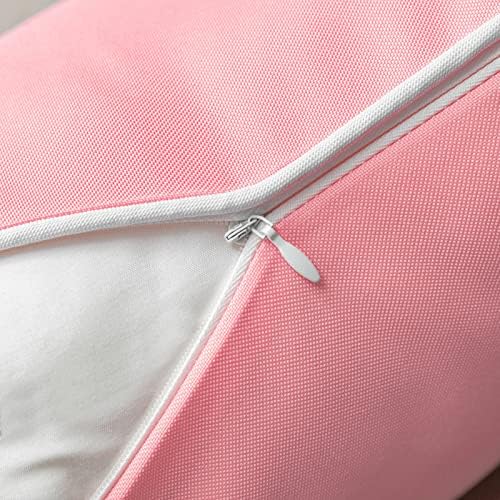 Phantoscope Pack of 2 Outdoor Waterproof Solid Throw Decorative Pillow Cover Decorative Square Outdoor Pillows Cushion Case Patio Pillows for Couch Tent Sunbrella (18''x18'', Pink)