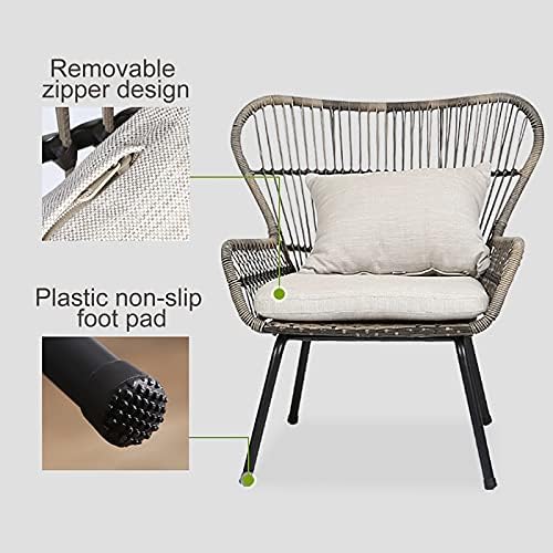 3 Pieces Patio Furniture Sets - Indoor Outdoor All-Weather Wicker Bistro Set, Garden Furniture Sets, Patio Conversation Sets, Cushions Included