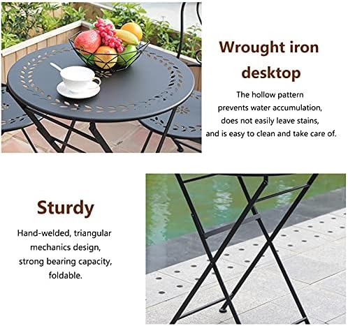 Garden Furniture Set Outdoor Metal Tavern Table And Chair Set, Wrought Iron Foldable Leisure Balcony Table And Chair, Garden Terrace Dining Table And Chair Set, Waterproof And Rust-proof Bal