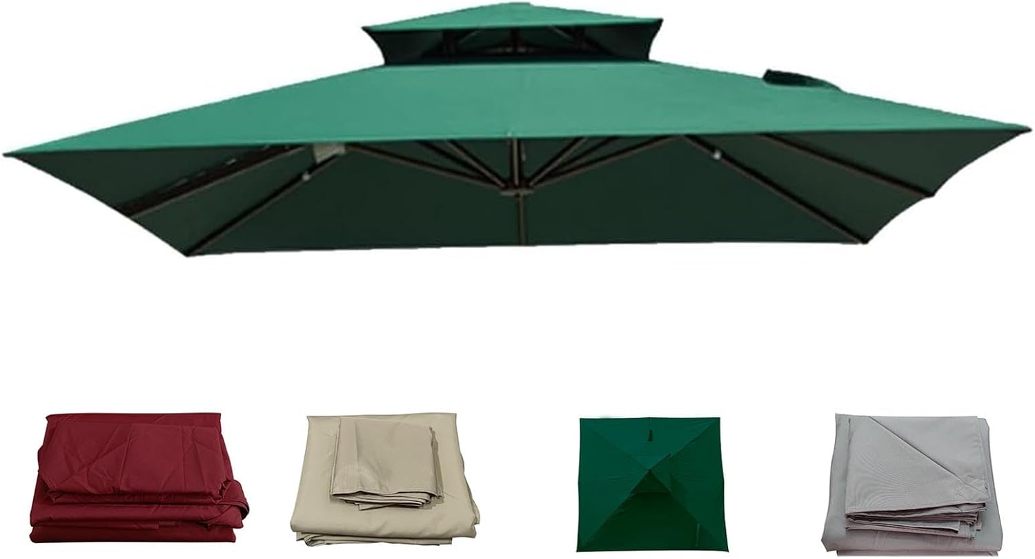 300x300cm Square Parasol Replacement Cover Waterproof Garden Canopy for Patio Pool Market Durable 8 Strut Gazebo Top 3x3M Green Outdoor Umbrella Canopy