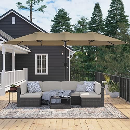 SONGMICS 460 x 270 cm Double-Sided Parasol Umbrella, Extra Large Garden Patio Parasol, Twin Sun Shade Canopy, UPF 50+ Protection, Crank, for Market Outdoor Garden Terrace, No Base