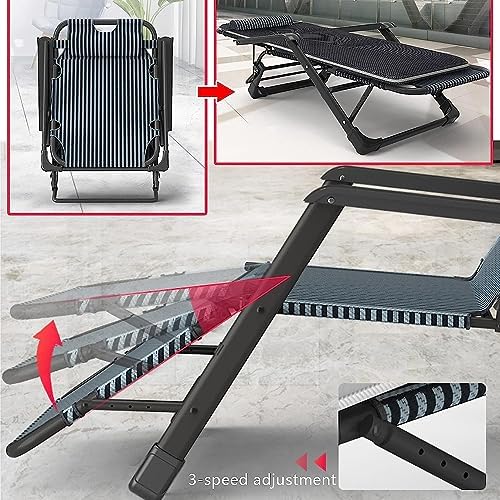 Portable Folding Adult Bed,Lounge Outdoor Sun Lounger Recliner Chair with Adjustable Headrest and 3 speed Folding Design Zero Gravity Lounge Chair for Beach Garden and Patio Portable Sunbed