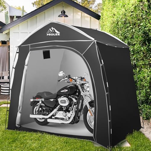 PROLEE Bike Storage 7.3 x 5ft, Black, Waterproof Oxford Fabric, Bike Shed, Garden Sheds & Outdoor Storage