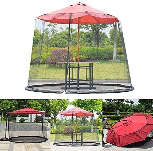 Outdoor Garden Umbrella Your Parasol into a Gazebo Black Umbrella Cover Mosquito Netting Screen for Patio Table Umbrella Garden Deck Furniture Zippered Mesh Cover (Color : C)
