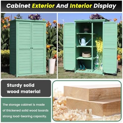 Potting Bench, Outdoor Storage Cabinet With Shoe Cabinet And Rainproof Shed Wood Color Garden Tool Box Included (White 140X80X53Cm)