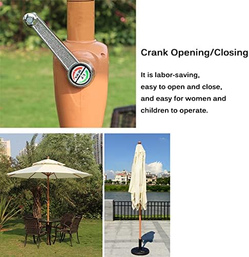 Garden Umbrella Parasol Garden Sun Parasol, Umbrella For Outdoor Patio, Sun Shade For Outdoor Beach, Outdoor Sunshade Canopy, With Crank Handle, For Yard Pool Table Parasol, Without Base (Da