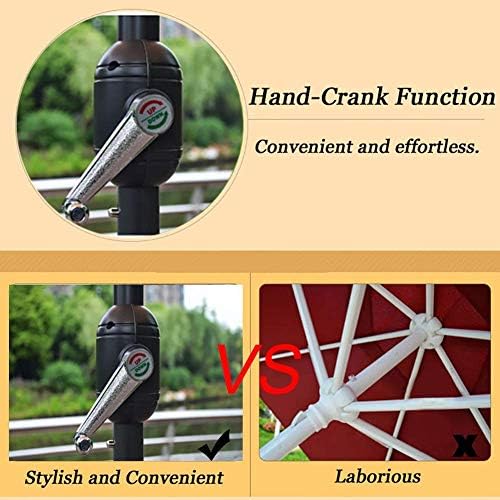 Parasol Umbrella Brown Windproof Patio Umbrella, Perfect Outdoor Table Umbrella with Crank Lift Handle, 6.6 Feet for Gazebo Dock, UV Protection (Color : Without Base)
