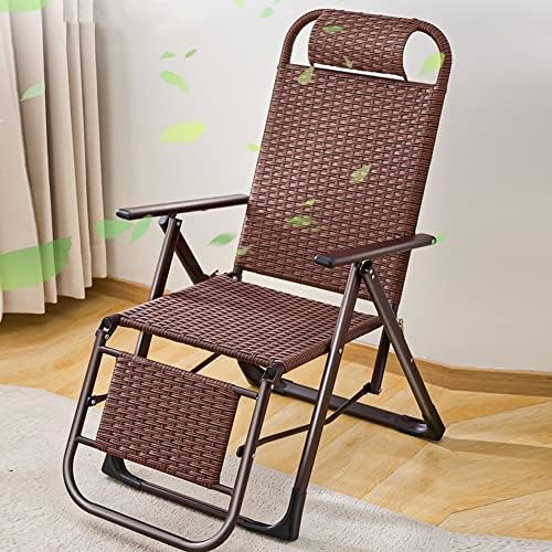 Adjustable Outdoor Sun Lounger - Portable Zero Gravity Folding Chaise Lounge Chair with Pillow for Pool, Beach, Patio, Lawn & Camping - Durable Steel Frame & Woven Rattan (Brown)