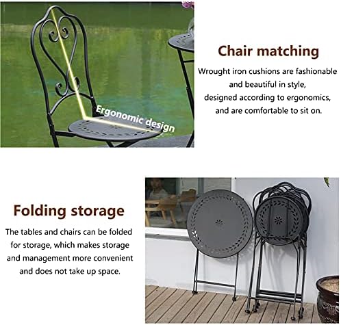 Garden Furniture Set Outdoor Metal Tavern Table And Chair Set, Wrought Iron Foldable Leisure Balcony Table And Chair, Garden Terrace Dining Table And Chair Set, Waterproof And Rust-proof Bal