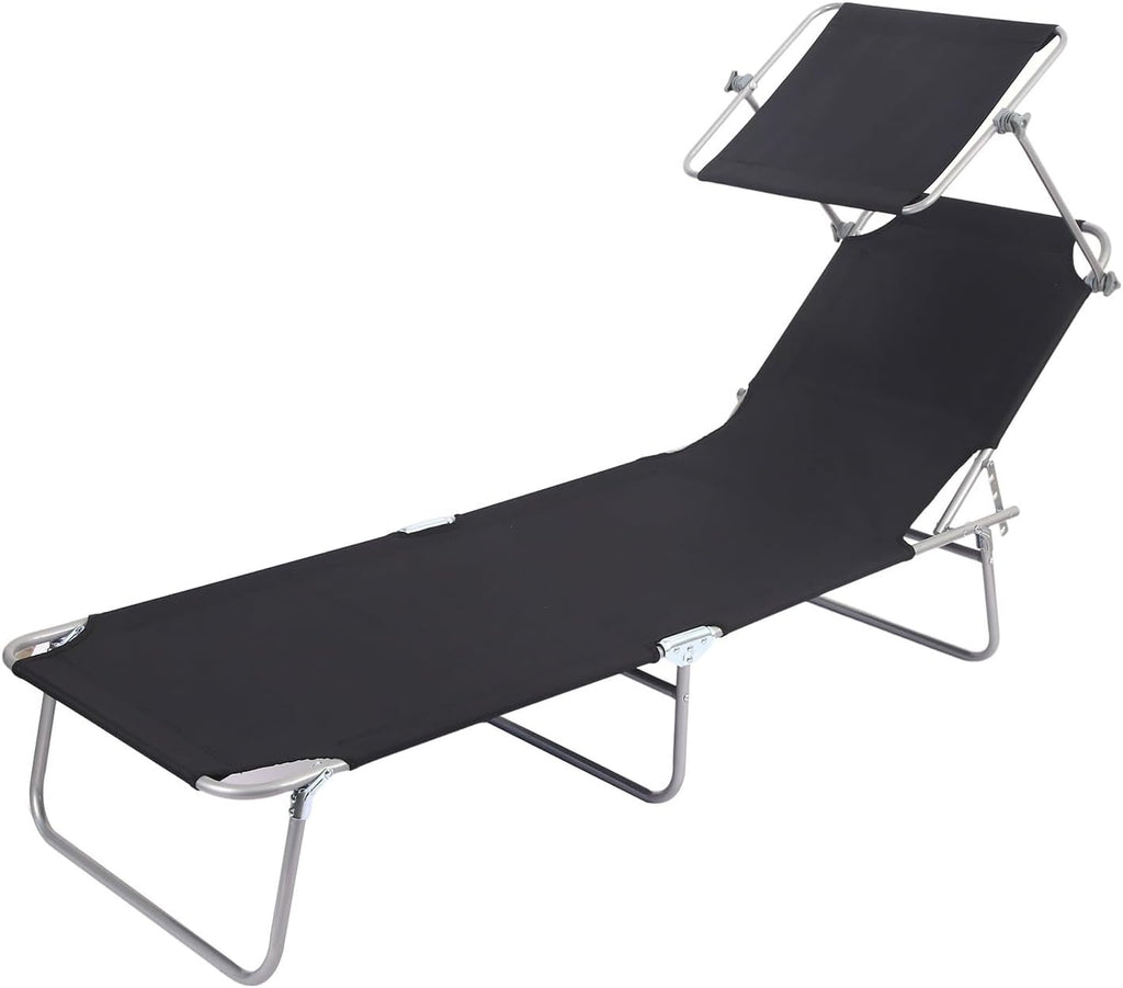 DOSSAE Outdoor Chaise Lounge,Patio Chaise Lounges,Patio Lounge Chairs,Lounger with Sun Shade and Mesh Back,with Adjustable Backrest,Garden Patio, Backyard, Poolside, Beach.